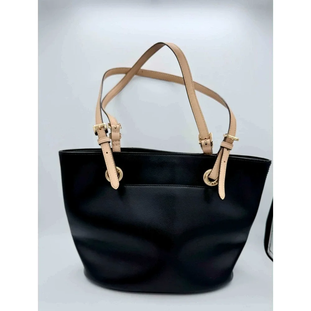 Michael Kors Jet Set Medium/Large Top-Zip Leather Pocket Tote